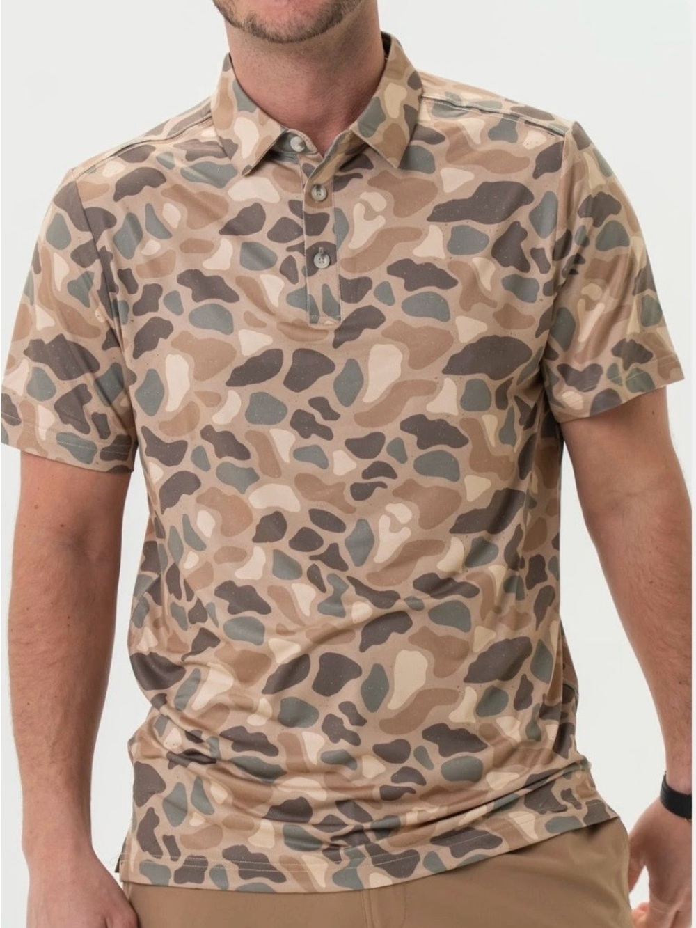 BURLEBO Performance Polo Short Sleeve Retro Pintail Camo Men’s Size Large